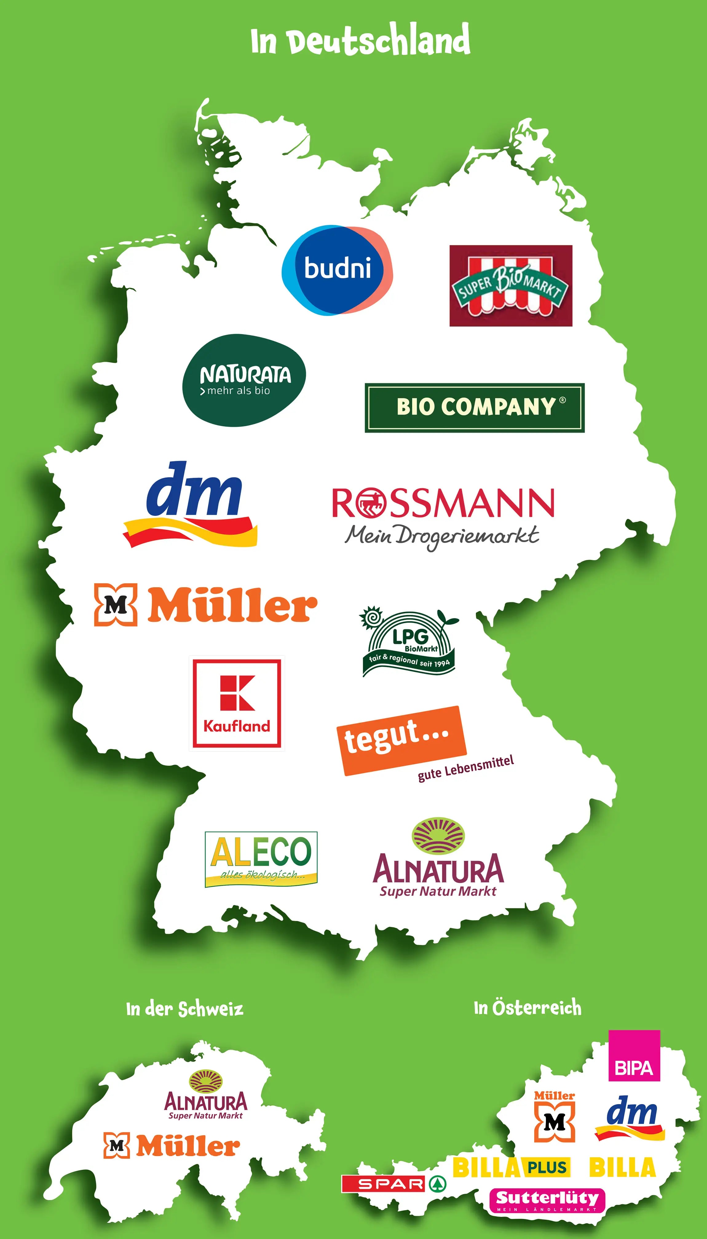 Landkarten mit Logos der Einzelhändler