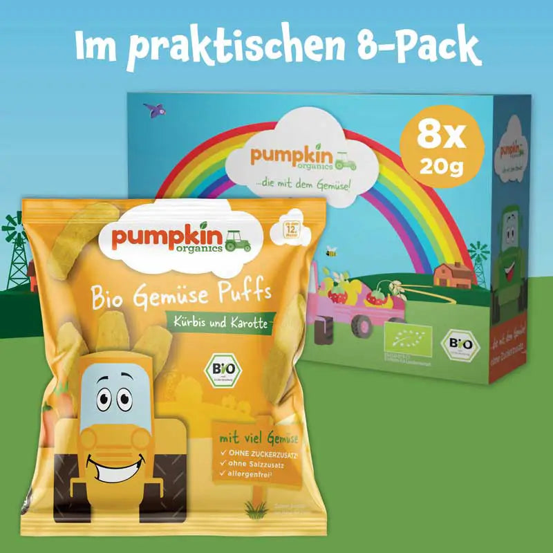 Pumpkin Organics Gemüse Puffs Kürbis und Karotte im 8er Pack