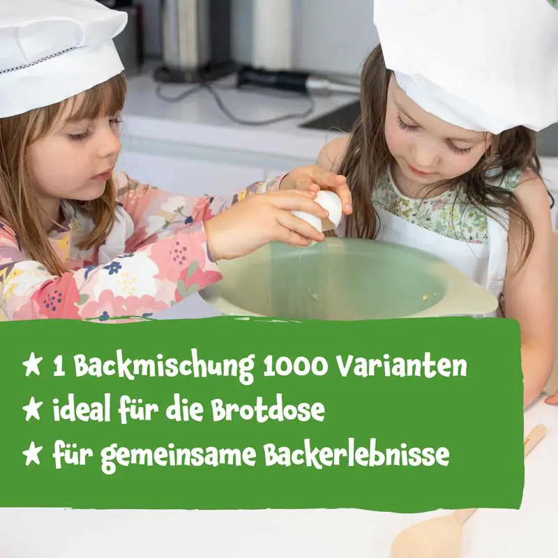 Kinder mischen Pumpkin Organics Bananenbrot Backmischung