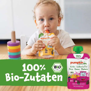 Baby isst Bio Gemüse-Quetschie mit Kürbis, Süßkartoffel und Birne