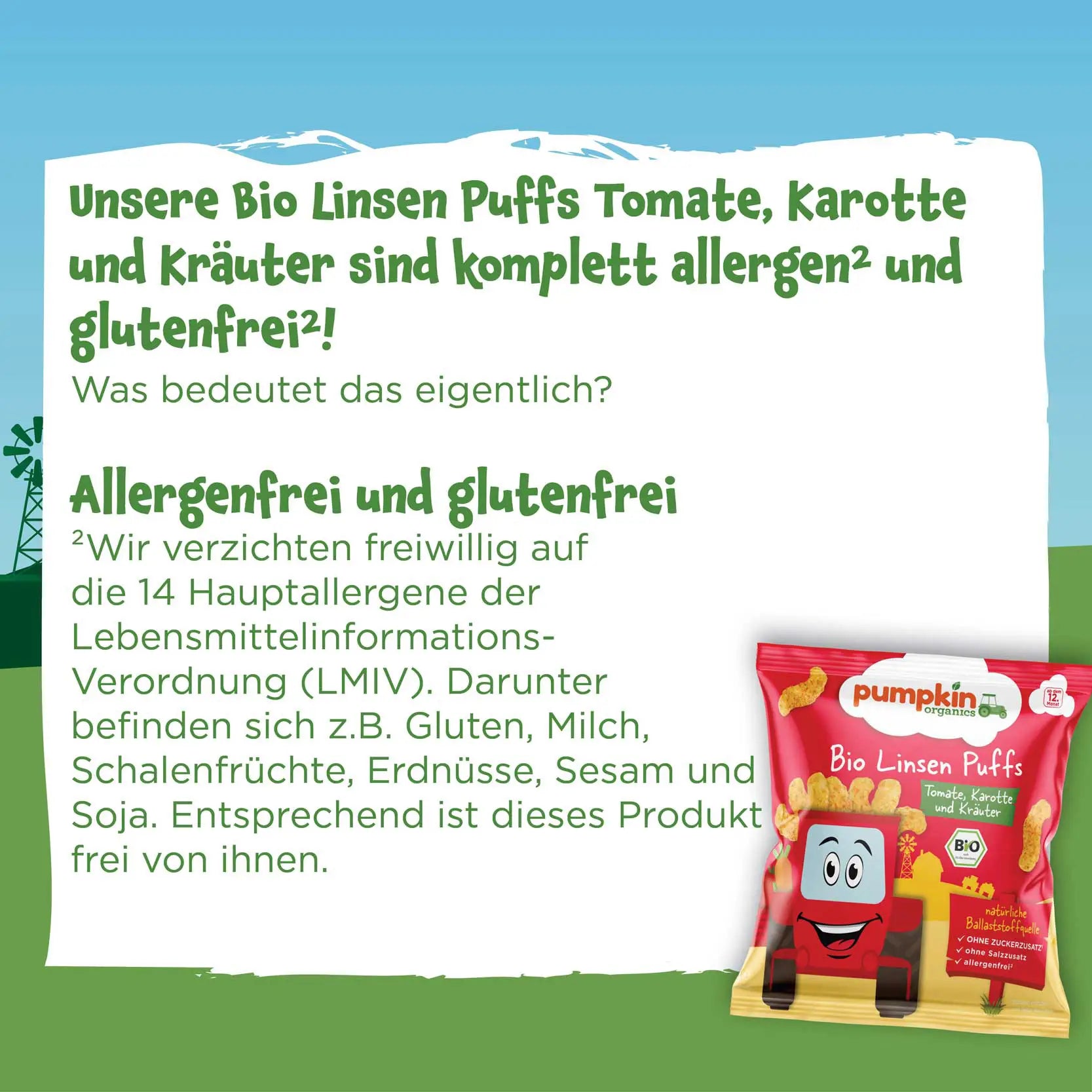 Bio Linsen Puffs Tomate, Karotte und Kräuter