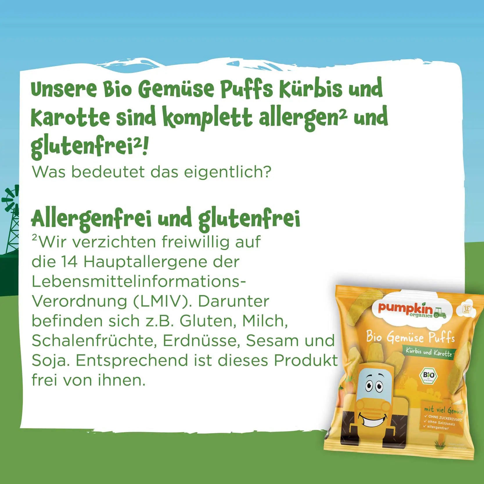 Bio Gemüse Puffs Kürbis und Karotte