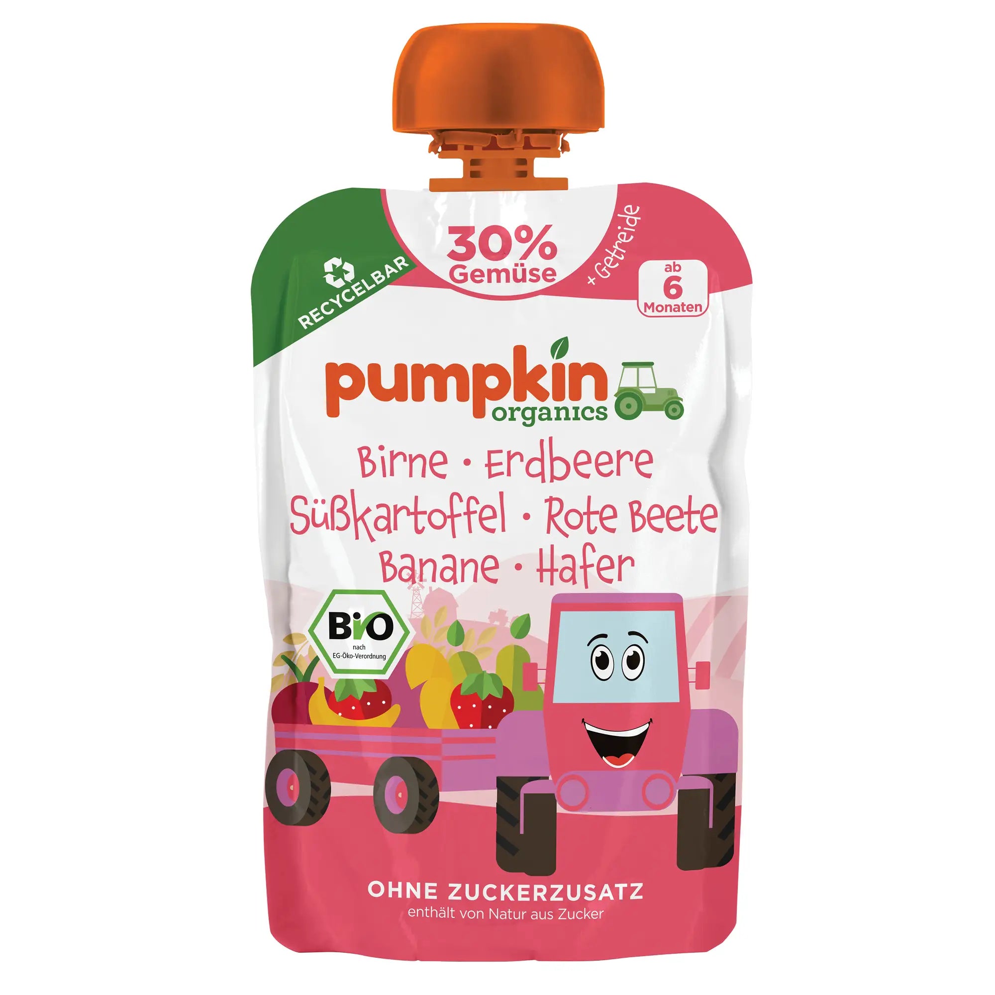 Bio Gemüse - Getreide - Quetschie Birne, Erdbeere, Süßkartoffel, Rote Beete, Banane, Hafer - Pumpkin Organics