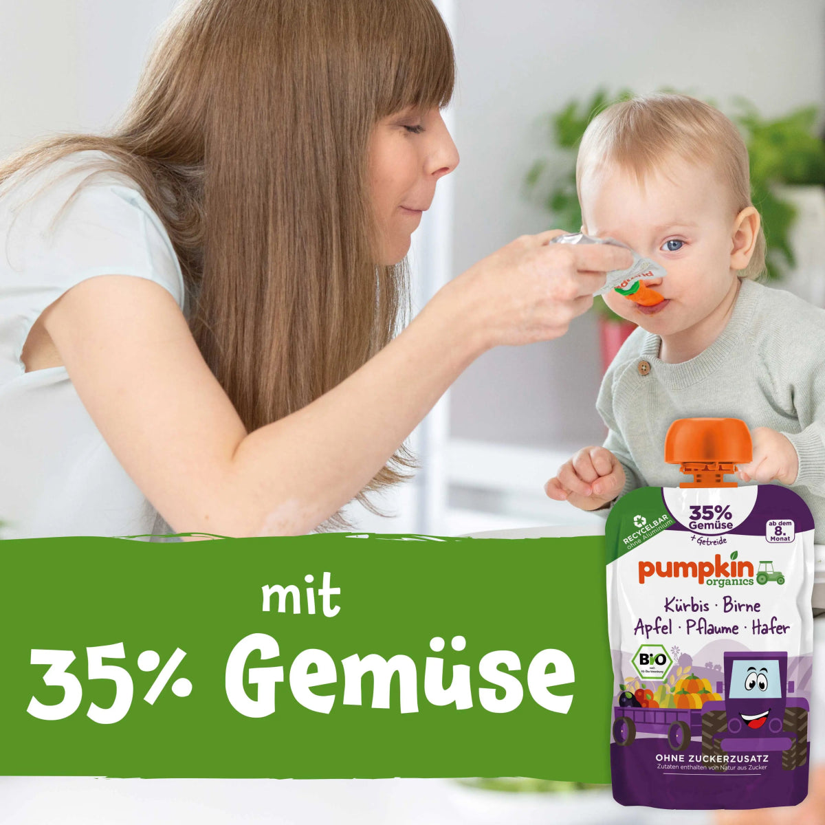 Bio Gemüse - Getreide - Quetschie Kürbis, Birne, Apfel, Pflaume, Hafer - Pumpkin Organics