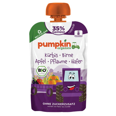 Bio Gemüse - Getreide - Quetschie Kürbis, Birne, Apfel, Pflaume, Hafer - Pumpkin Organics