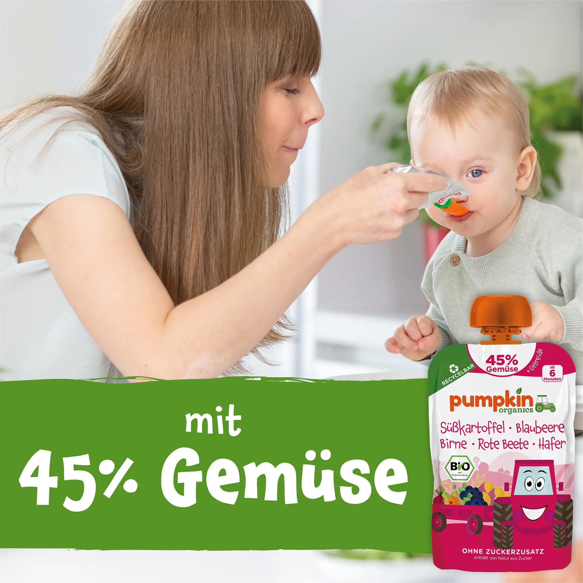 Bio Gemüse - Getreide - Quetschie Süßkartoffel, Blaubeere, Birne, Rote Beete, Hafer - Pumpkin Organics