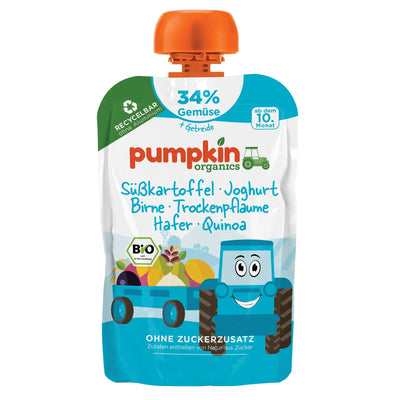 Bio Gemüse - Getreide - Quetschie Süßkartoffel, Joghurt, Birne, Trockenpflaume, Hafer, Quinoa - Pumpkin Organics