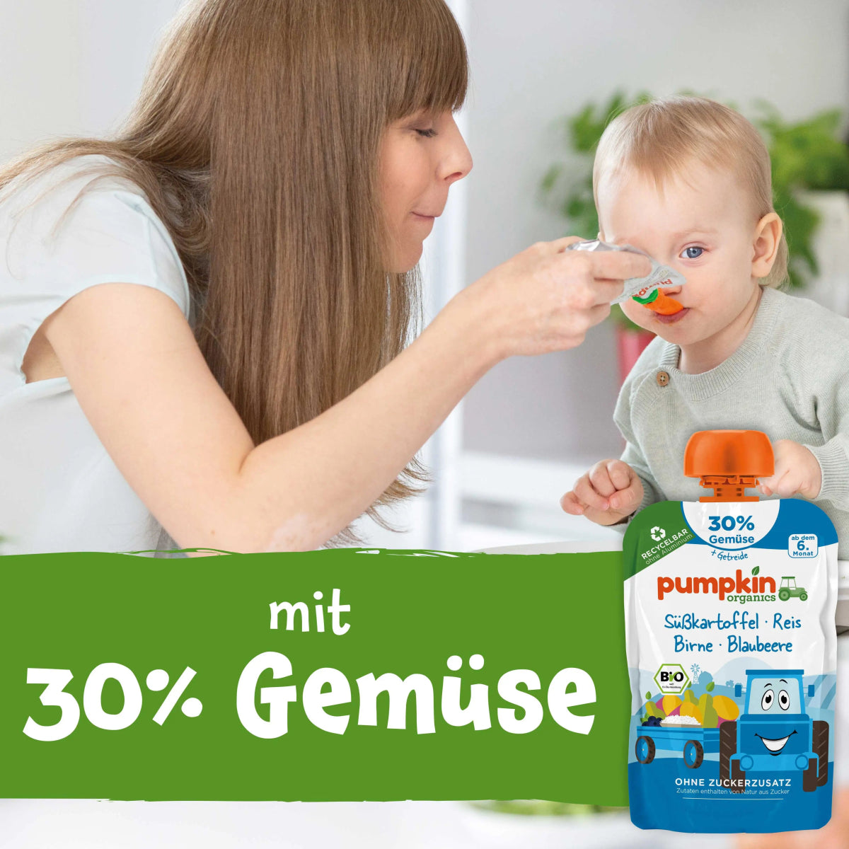 Bio Gemüse - Getreide - Quetschie Süßkartoffel, Reis, Birne, Blaubeere - Pumpkin Organics