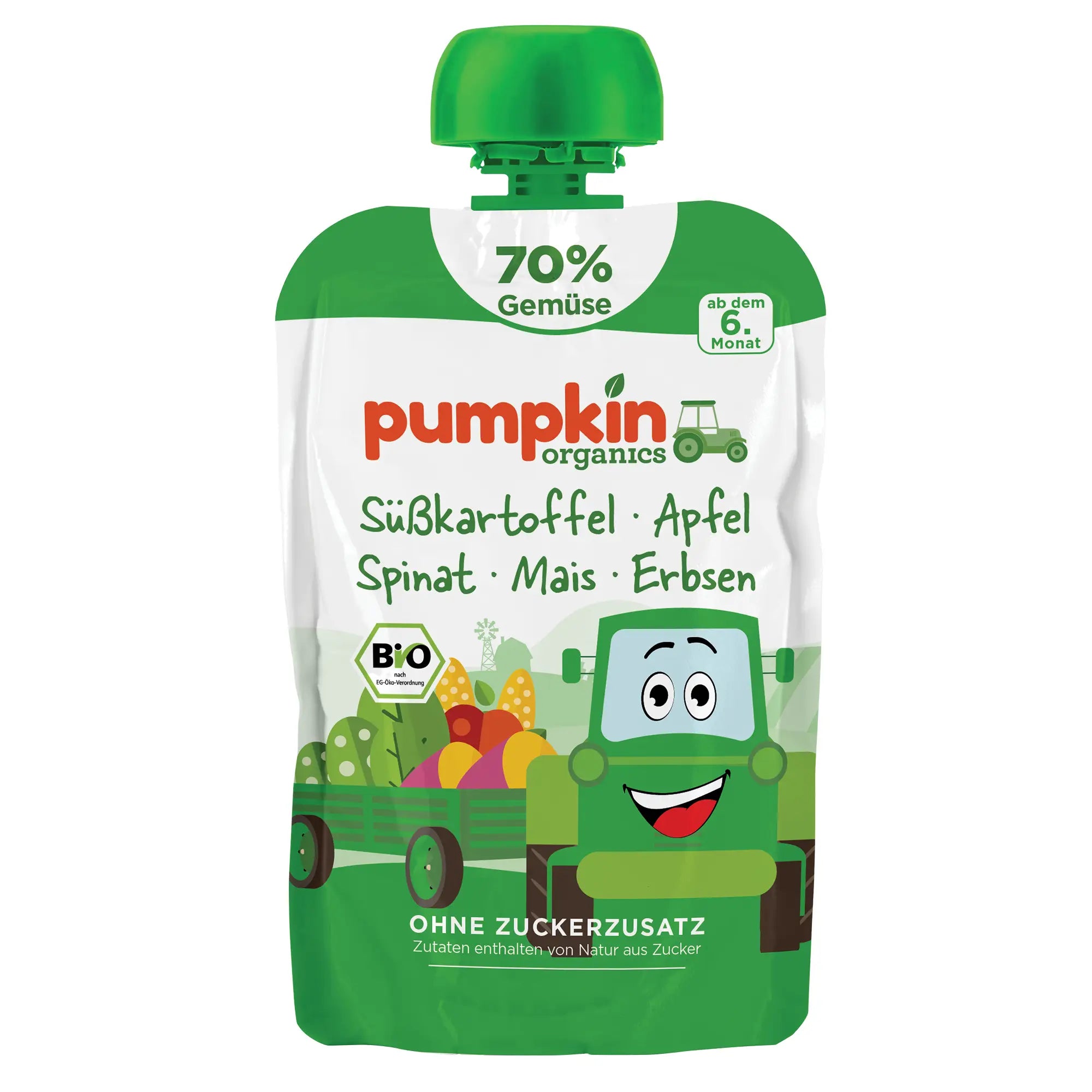 Bio Gemüse - Quetschie Süßkartoffel, Apfel, Spinat, Mais, Erbsen - Pumpkin Organics